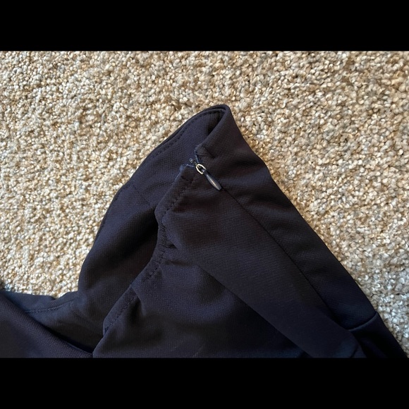 One shoulder ruffle Midi navy dress. Size small. Leg slit. - Picture 7 of 10